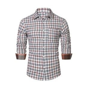 Mens Plaid Flannel Shirt Long‎ Sleeve Button Down Casual Shirt Red/Blue